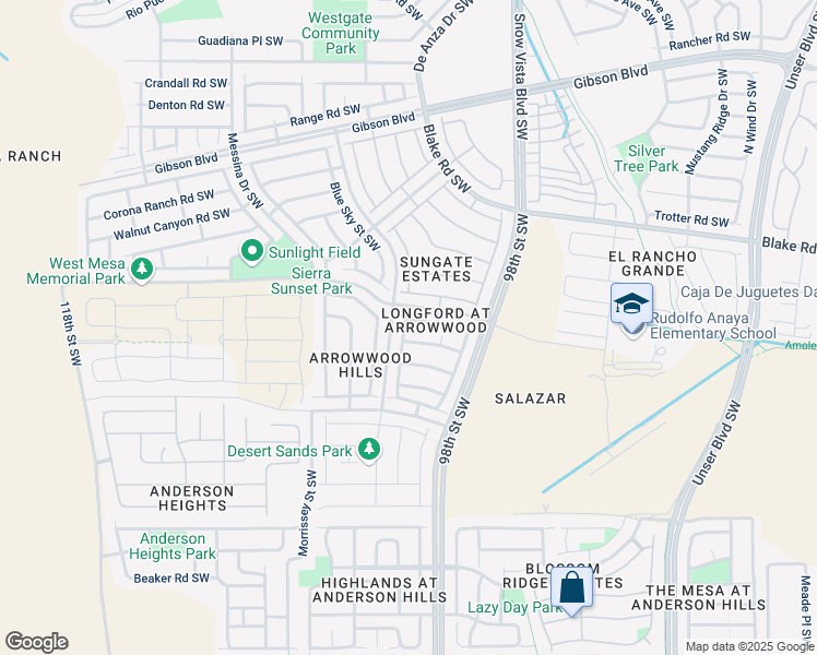 map of restaurants, bars, coffee shops, grocery stores, and more near 9923 Pinot Noir Avenue Southwest in Albuquerque