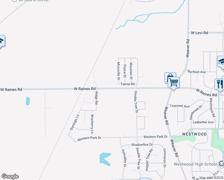 map of restaurants, bars, coffee shops, grocery stores, and more near 1329 West Raines Road in Memphis