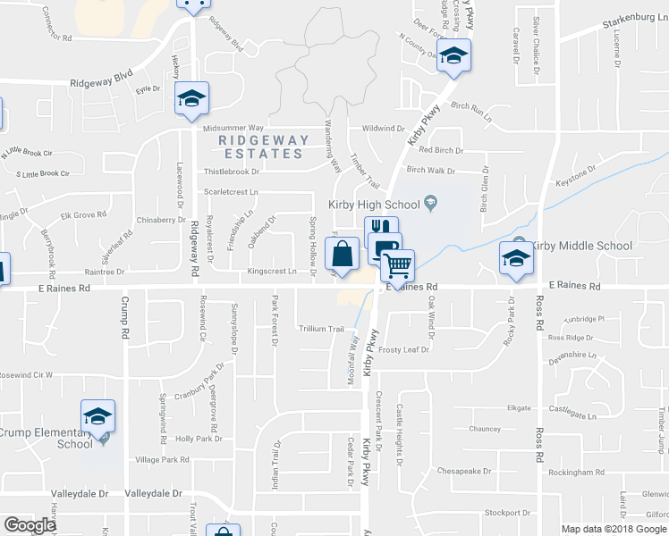 map of restaurants, bars, coffee shops, grocery stores, and more near 4139 Friendly Way in Memphis