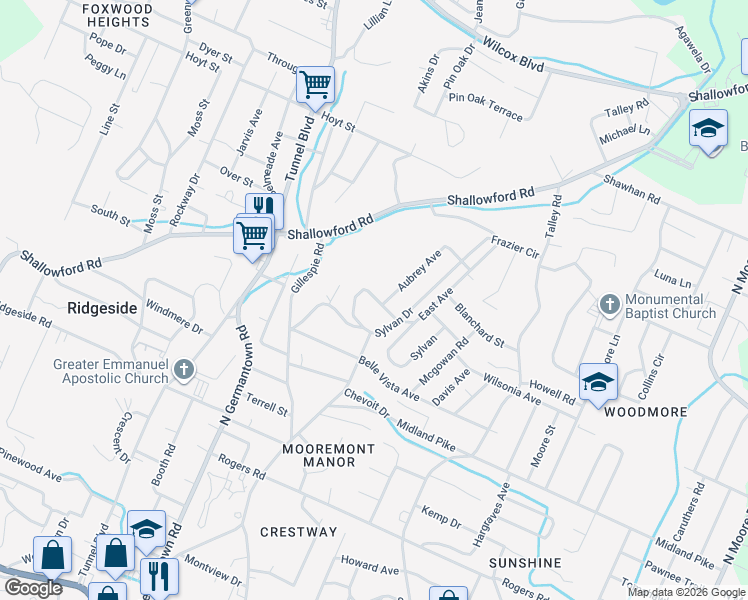 map of restaurants, bars, coffee shops, grocery stores, and more near 718 Cross Street in Chattanooga