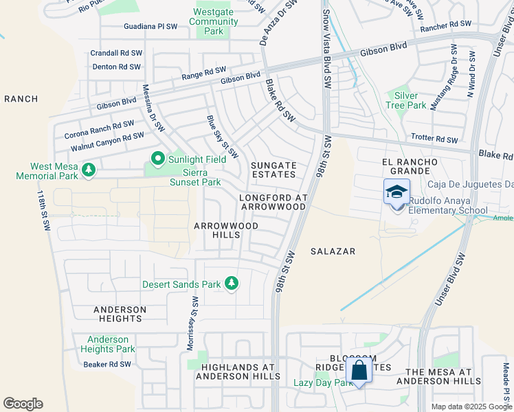 map of restaurants, bars, coffee shops, grocery stores, and more near 9923 Pinot Noir Avenue Southwest in Albuquerque