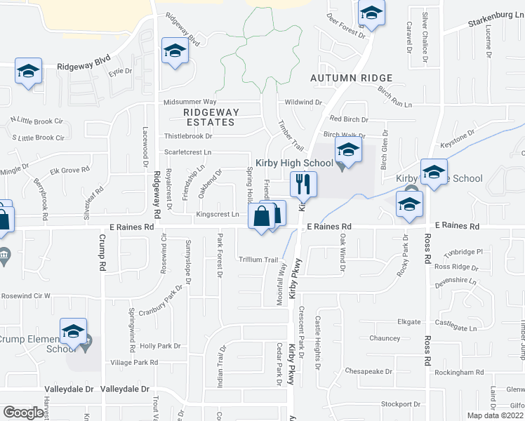 map of restaurants, bars, coffee shops, grocery stores, and more near 4137 Friendly Way in Memphis