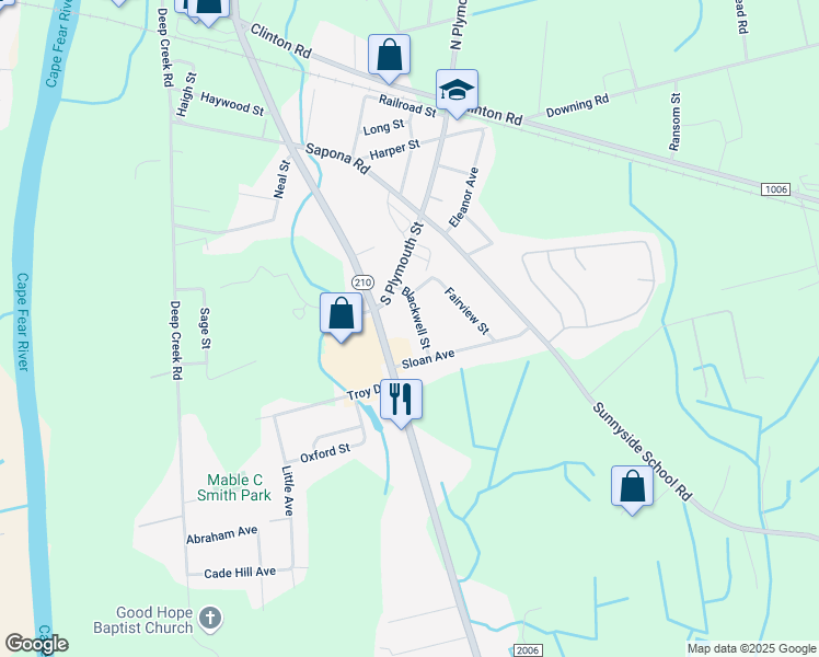 map of restaurants, bars, coffee shops, grocery stores, and more near 721 Blackwell Street in Fayetteville