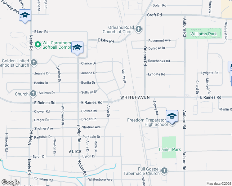 map of restaurants, bars, coffee shops, grocery stores, and more near 4144 Shirley Drive in Memphis