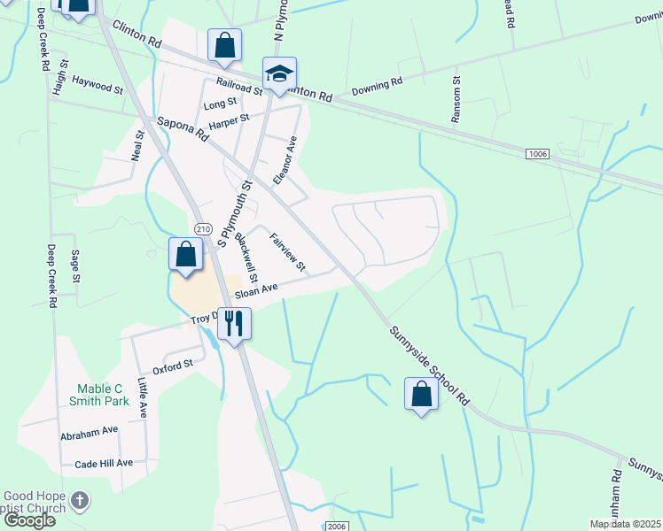 map of restaurants, bars, coffee shops, grocery stores, and more near 1945 Sloan Avenue in Fayetteville