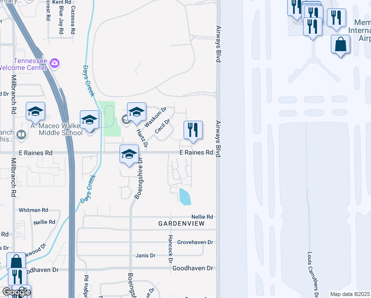 map of restaurants, bars, coffee shops, grocery stores, and more near 4111 West Manor Circle in Memphis
