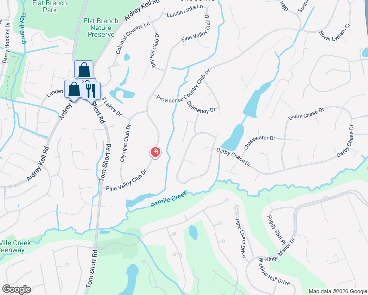 map of restaurants, bars, coffee shops, grocery stores, and more near 11909 James Richard Drive in Charlotte
