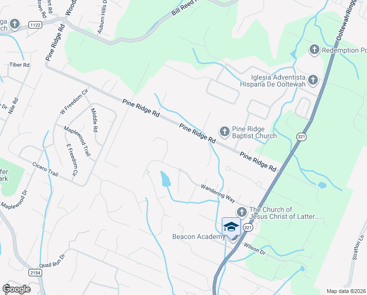 map of restaurants, bars, coffee shops, grocery stores, and more near 8794 Pine Ridge Road in Ooltewah