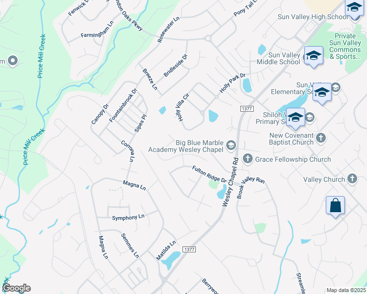 map of restaurants, bars, coffee shops, grocery stores, and more near 3304 Paxton Ridge Drive in Indian Trail