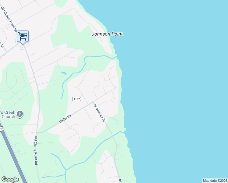 map of restaurants, bars, coffee shops, grocery stores, and more near 106 Bur Ben Ln in New Bern