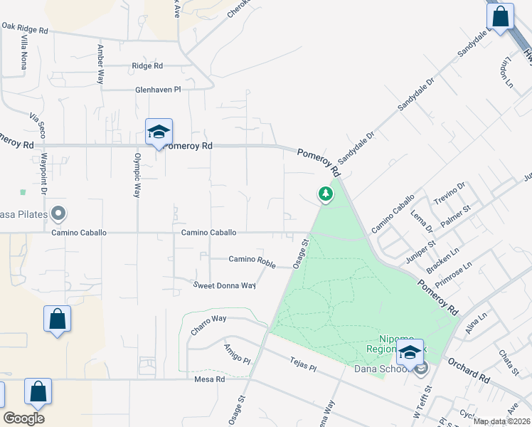 map of restaurants, bars, coffee shops, grocery stores, and more near 580 Sandra Court in Nipomo