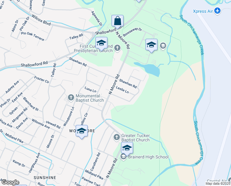 map of restaurants, bars, coffee shops, grocery stores, and more near 4608 Woodmore View Circle in Chattanooga