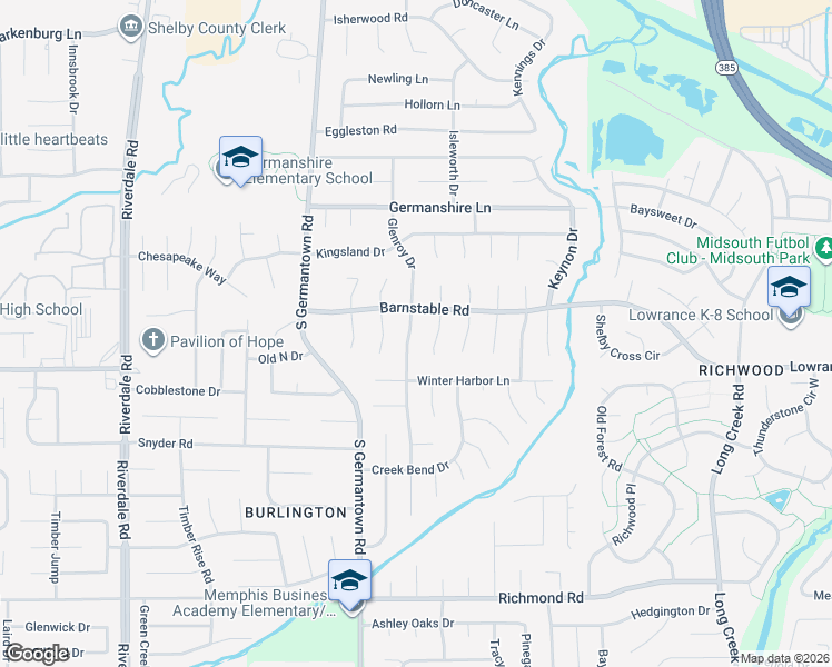map of restaurants, bars, coffee shops, grocery stores, and more near 4106 Glenroy Drive in Memphis