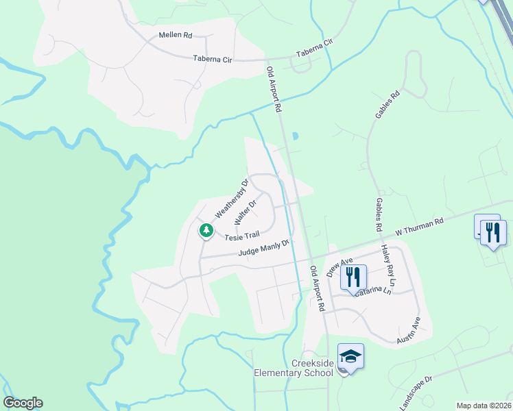 map of restaurants, bars, coffee shops, grocery stores, and more near 2904 Tesie Trail in New Bern