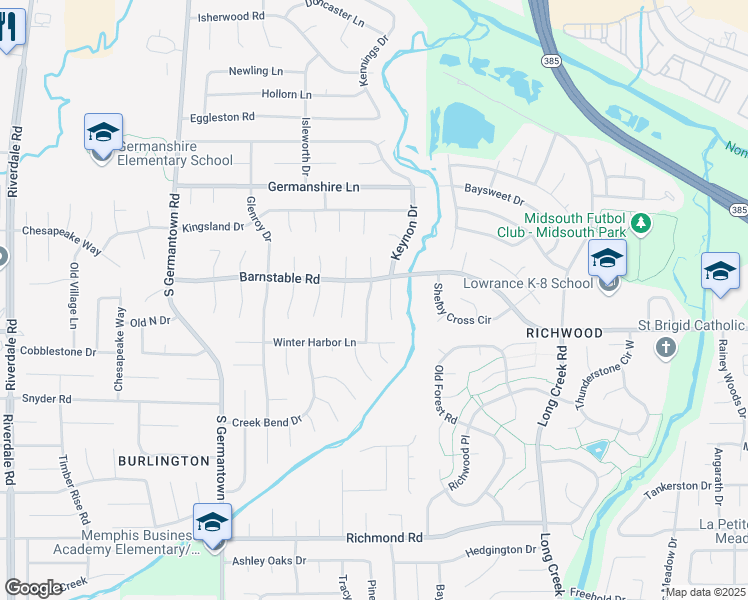 map of restaurants, bars, coffee shops, grocery stores, and more near 4102 Goodwick Drive in Memphis