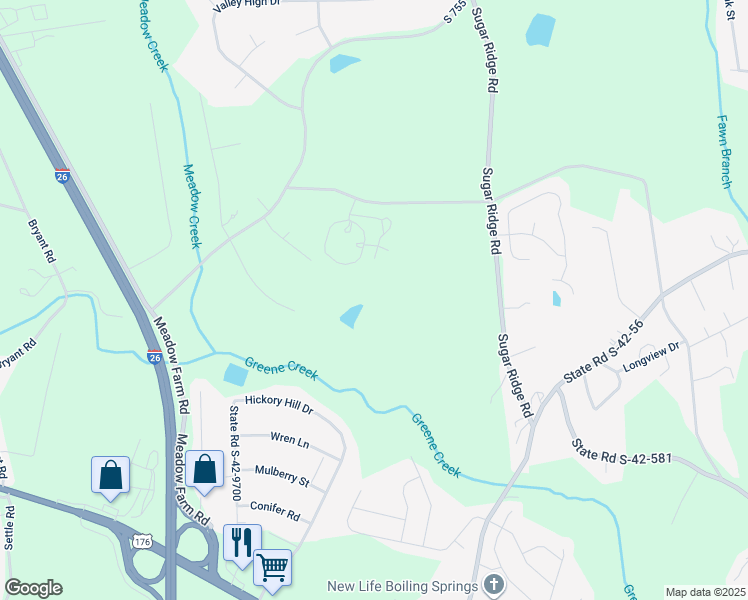 map of restaurants, bars, coffee shops, grocery stores, and more near 353 Castle Church Drive in Inman