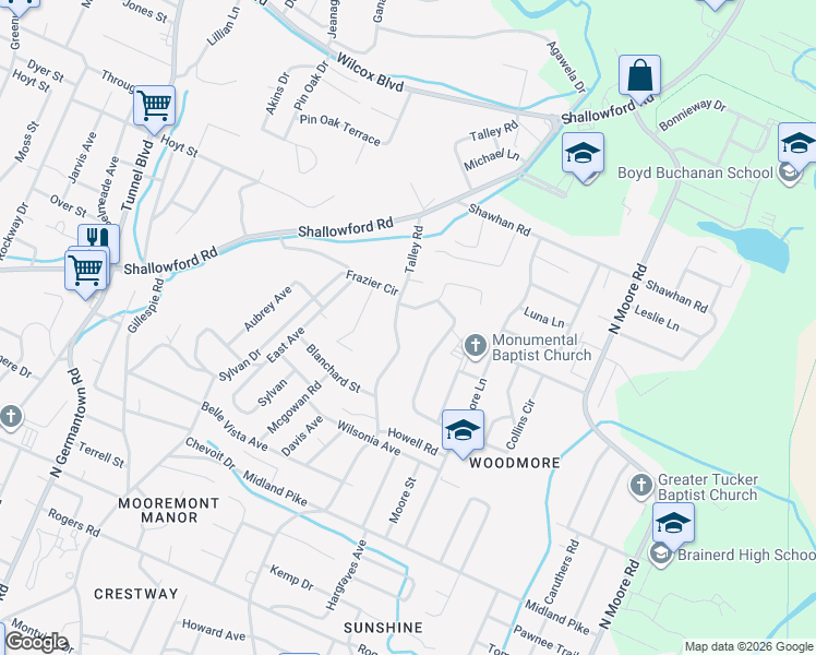map of restaurants, bars, coffee shops, grocery stores, and more near 938 Talley Road in Chattanooga