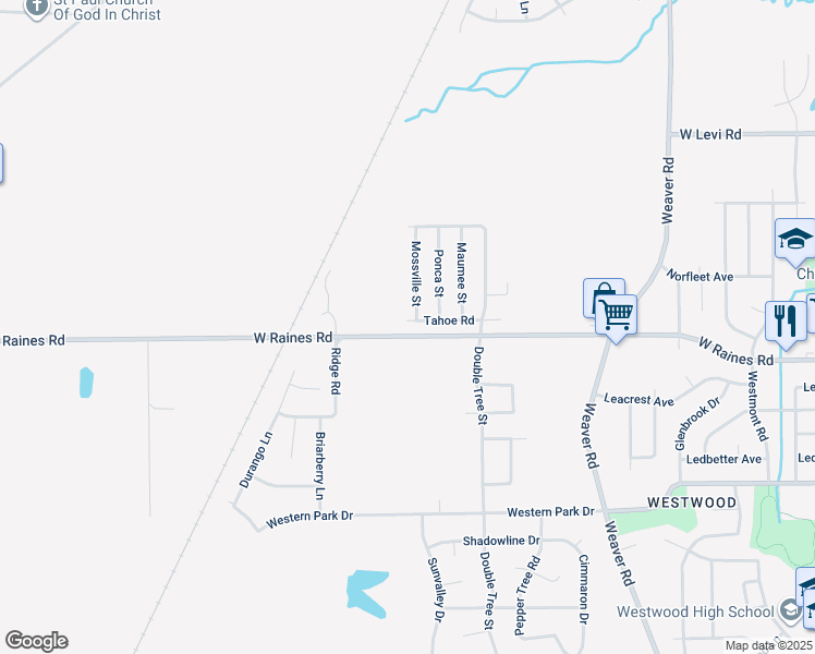 map of restaurants, bars, coffee shops, grocery stores, and more near 1287 Tahoe Road in Memphis