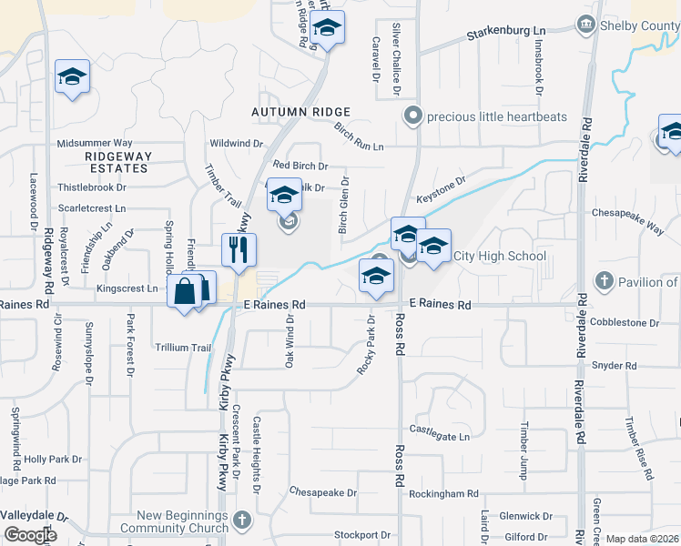 map of restaurants, bars, coffee shops, grocery stores, and more near 4125 Garden Birch Cove in Memphis