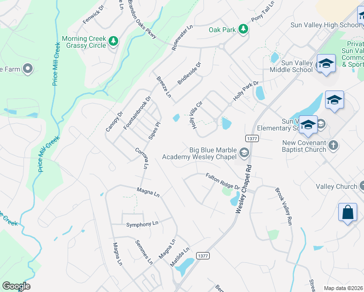 map of restaurants, bars, coffee shops, grocery stores, and more near 3406 Paxton Ridge Drive in Indian Trail