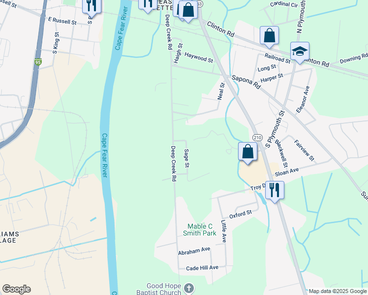 map of restaurants, bars, coffee shops, grocery stores, and more near 712 Sage Street in Fayetteville