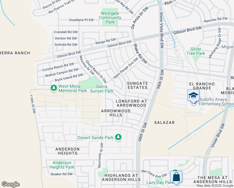map of restaurants, bars, coffee shops, grocery stores, and more near 10220 Lone Tree Road Southwest in Albuquerque