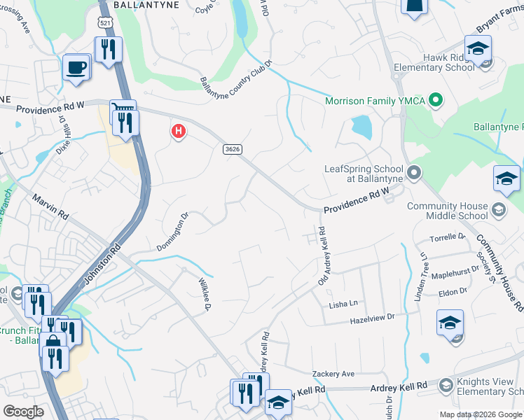 map of restaurants, bars, coffee shops, grocery stores, and more near in Charlotte