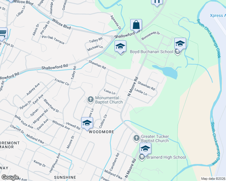 map of restaurants, bars, coffee shops, grocery stores, and more near 4434 Live Oak Lane in Chattanooga