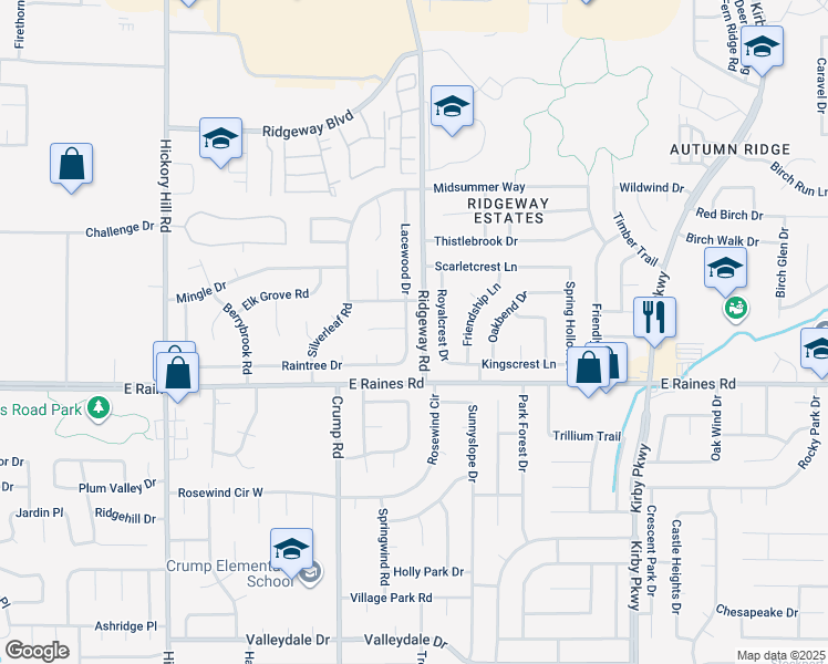 map of restaurants, bars, coffee shops, grocery stores, and more near 6168 Lacewood Cove in Memphis