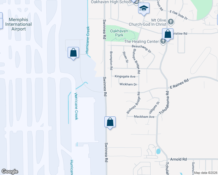 map of restaurants, bars, coffee shops, grocery stores, and more near 4081 Brompton Road in Memphis