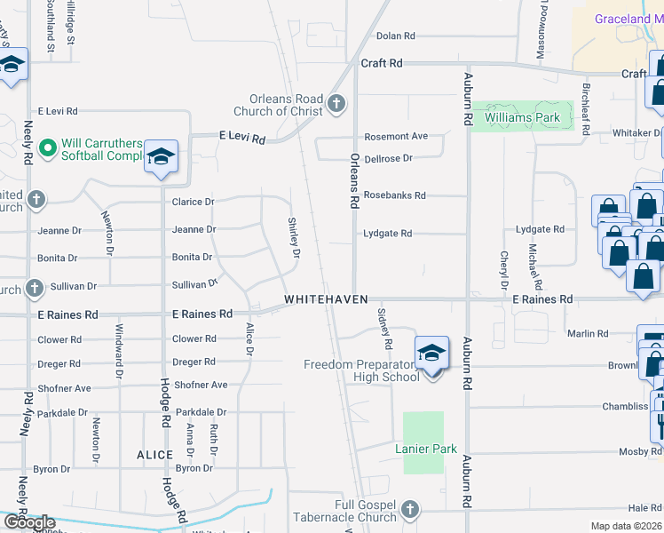 map of restaurants, bars, coffee shops, grocery stores, and more near 4104 McCorkle Road in Memphis