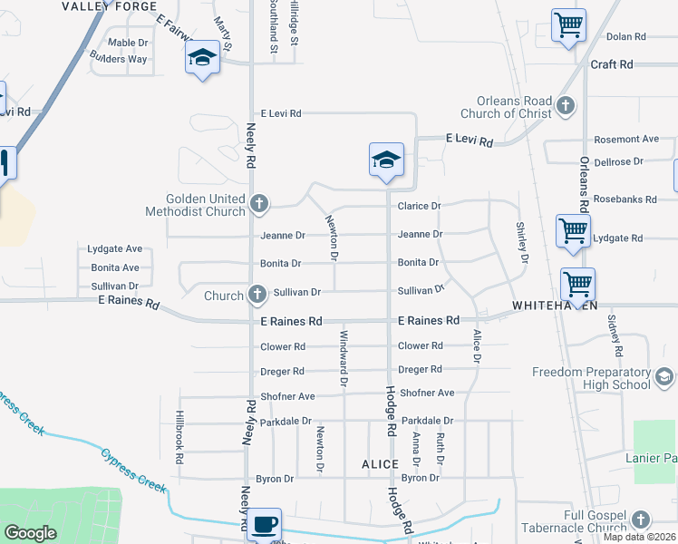 map of restaurants, bars, coffee shops, grocery stores, and more near 344 Bonita Drive in Memphis