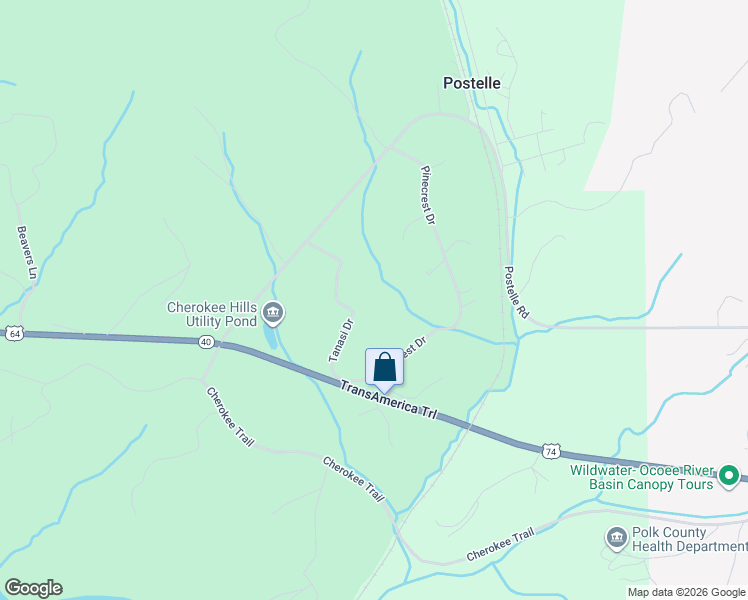 map of restaurants, bars, coffee shops, grocery stores, and more near 197 Tanasi Drive in Copperhill