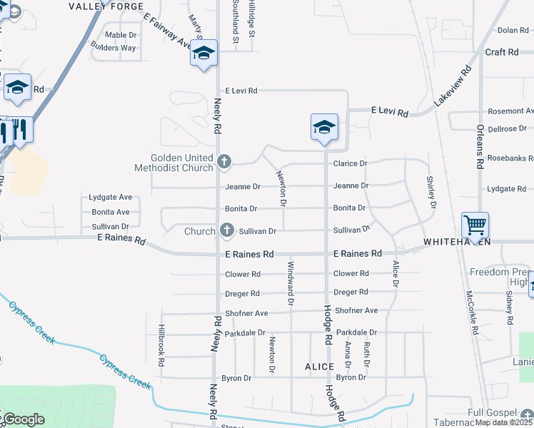 map of restaurants, bars, coffee shops, grocery stores, and more near 302 Bonita Drive in Memphis