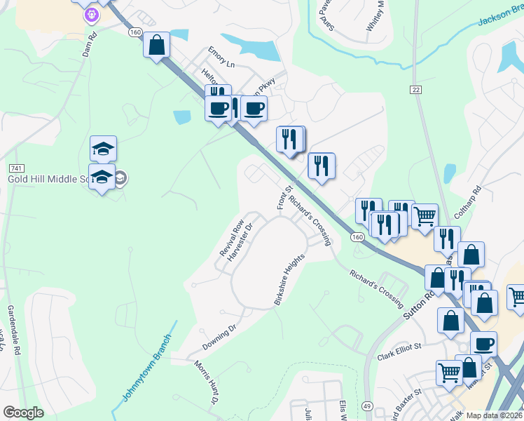 map of restaurants, bars, coffee shops, grocery stores, and more near 791 Revival Row in Fort Mill