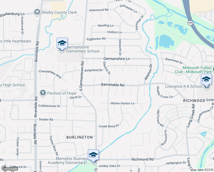 map of restaurants, bars, coffee shops, grocery stores, and more near 7306 Barnstable Road in Memphis
