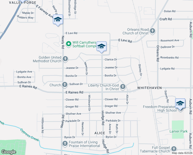 map of restaurants, bars, coffee shops, grocery stores, and more near 390 Bonita Drive in Memphis