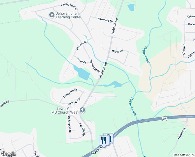 map of restaurants, bars, coffee shops, grocery stores, and more near 817 Hobson Road in Raeford