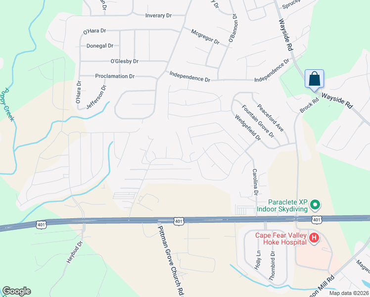 map of restaurants, bars, coffee shops, grocery stores, and more near 219 Ostrich Trail in Raeford