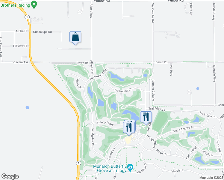 map of restaurants, bars, coffee shops, grocery stores, and more near 935 Sophie Court in Nipomo