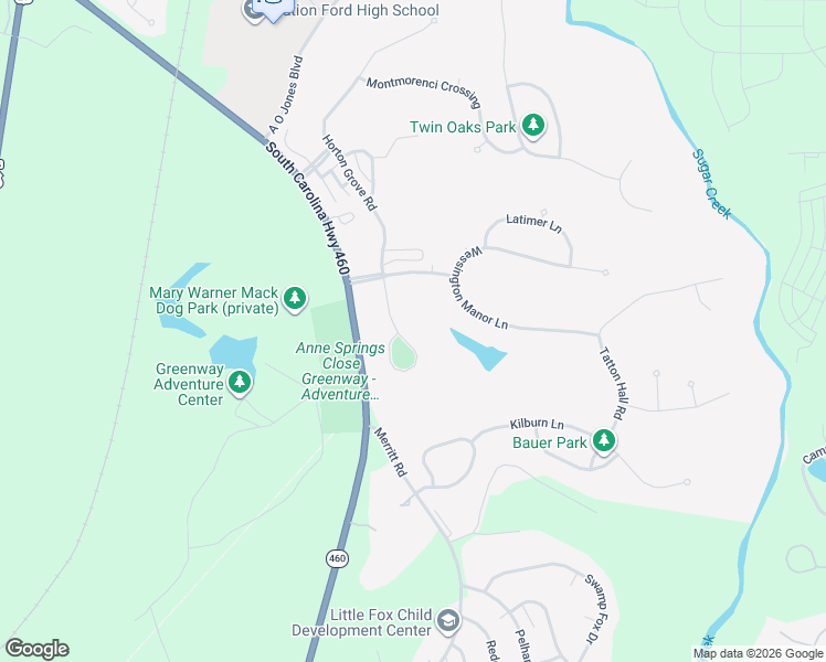 map of restaurants, bars, coffee shops, grocery stores, and more near 735 Mendenhall Court in Fort Mill
