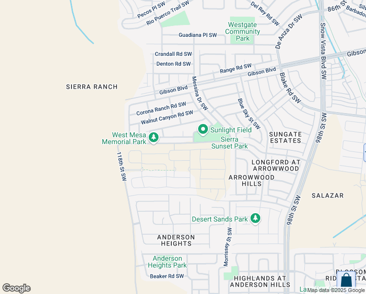 map of restaurants, bars, coffee shops, grocery stores, and more near 10708 Pipestone Road Southwest in Albuquerque