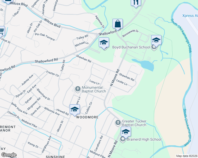 map of restaurants, bars, coffee shops, grocery stores, and more near 4434 Live Oak Lane in Chattanooga