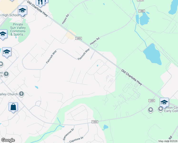 map of restaurants, bars, coffee shops, grocery stores, and more near 1207 Harkey Creek Drive in Unionville