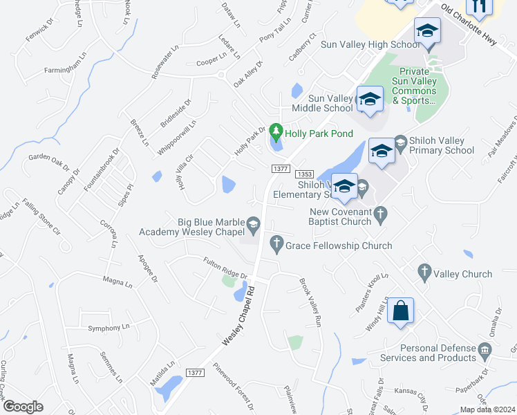 map of restaurants, bars, coffee shops, grocery stores, and more near 5401 Wb Wilkerson Road in Indian Trail