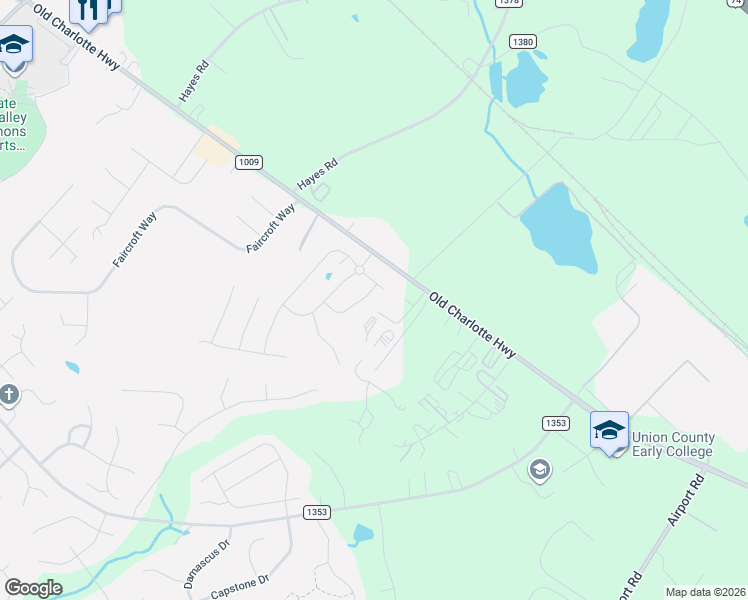 map of restaurants, bars, coffee shops, grocery stores, and more near 4611 Old Charlotte Highway in Monroe