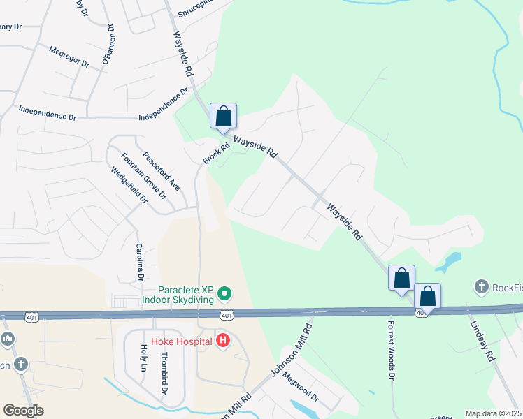 map of restaurants, bars, coffee shops, grocery stores, and more near 176 Drew Street in Raeford