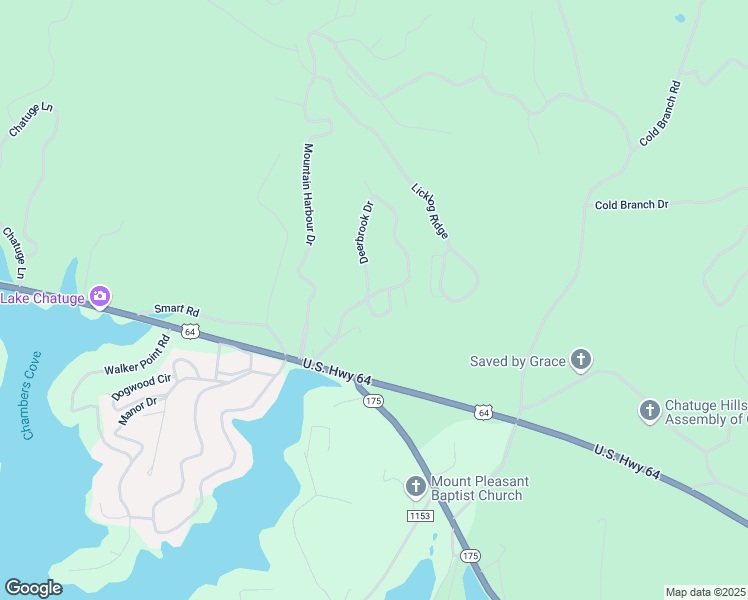 map of restaurants, bars, coffee shops, grocery stores, and more near 134 Deerbrook Drive in Hayesville