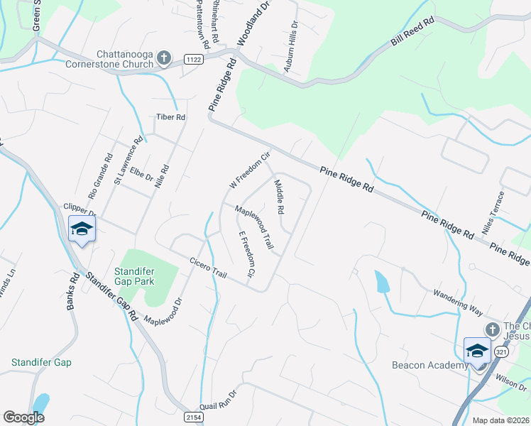 map of restaurants, bars, coffee shops, grocery stores, and more near 4010 Izlar Lane in Ooltewah
