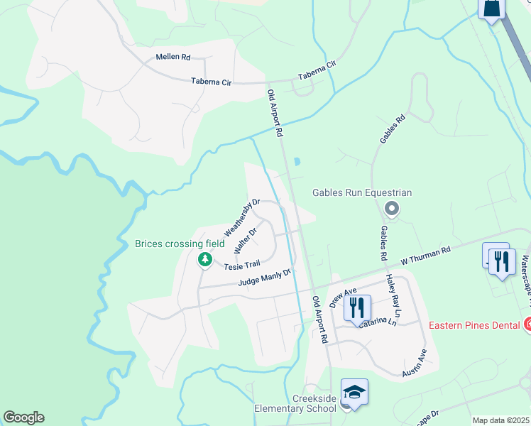map of restaurants, bars, coffee shops, grocery stores, and more near 2810 General Branch Drive in New Bern